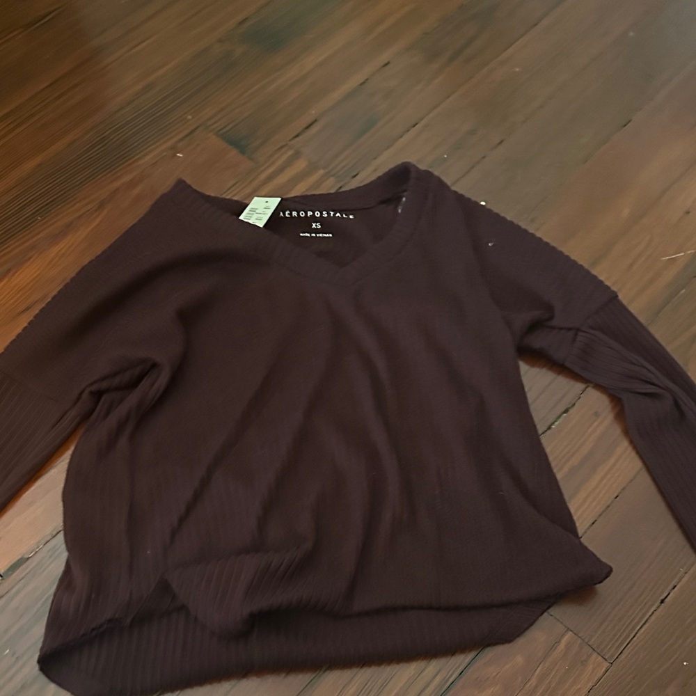 Aeropostale Women's Long Sleeve Tee - Dark Brown